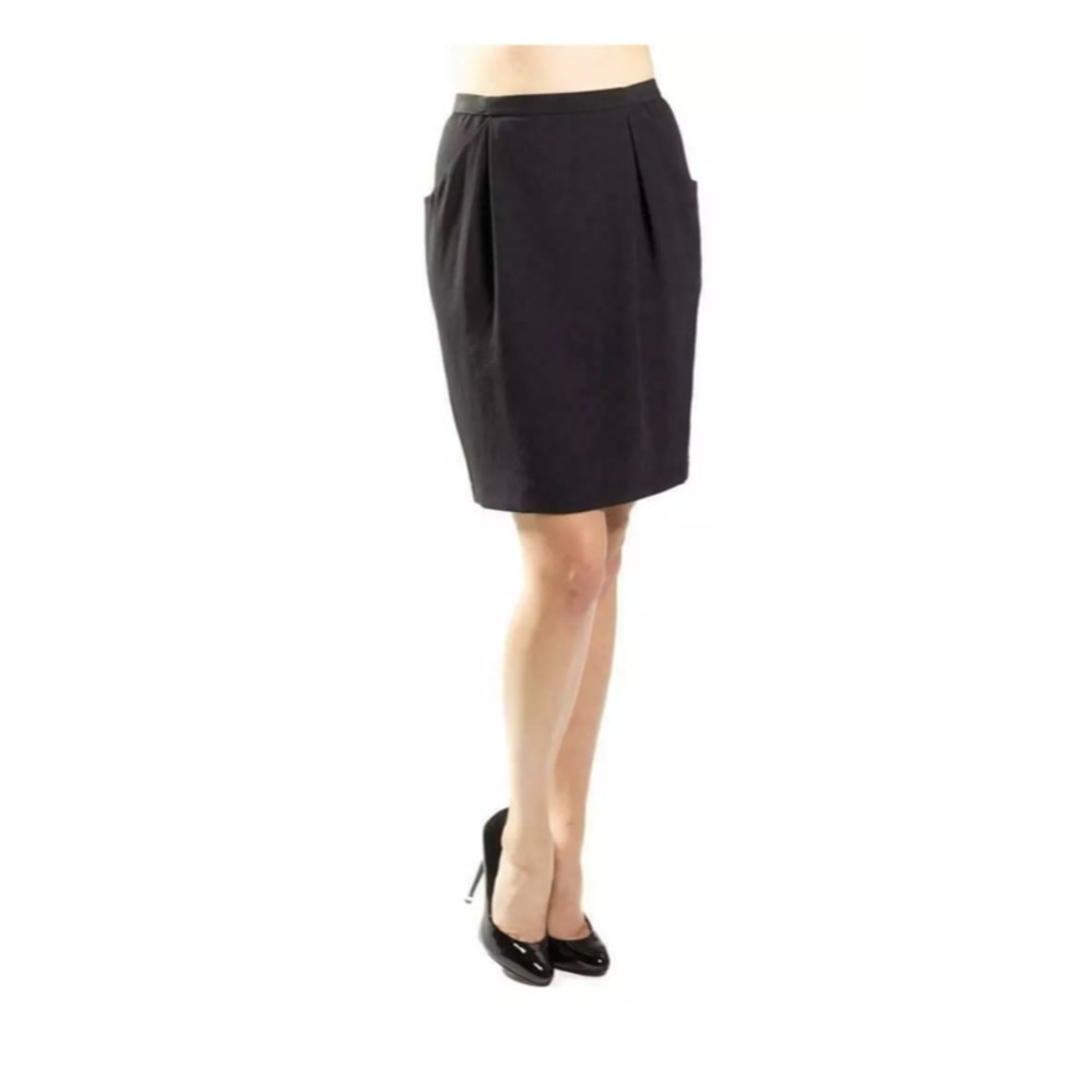 BCBGMaxazria Black Pencil Skirt Pleated w Pockets